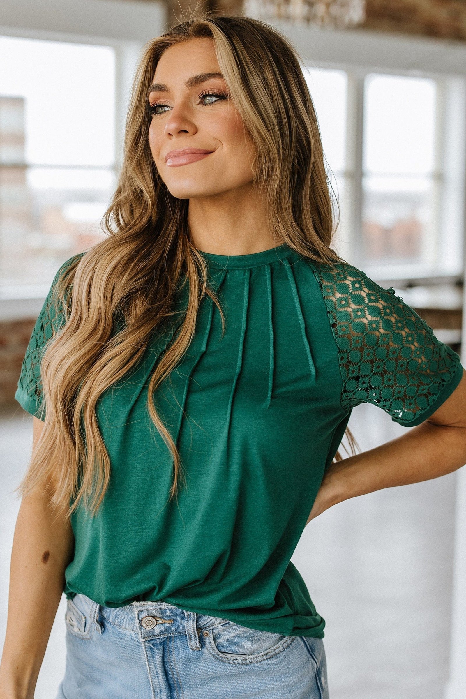 SALE - Emilio Lace Raglan Sleeve Blouse