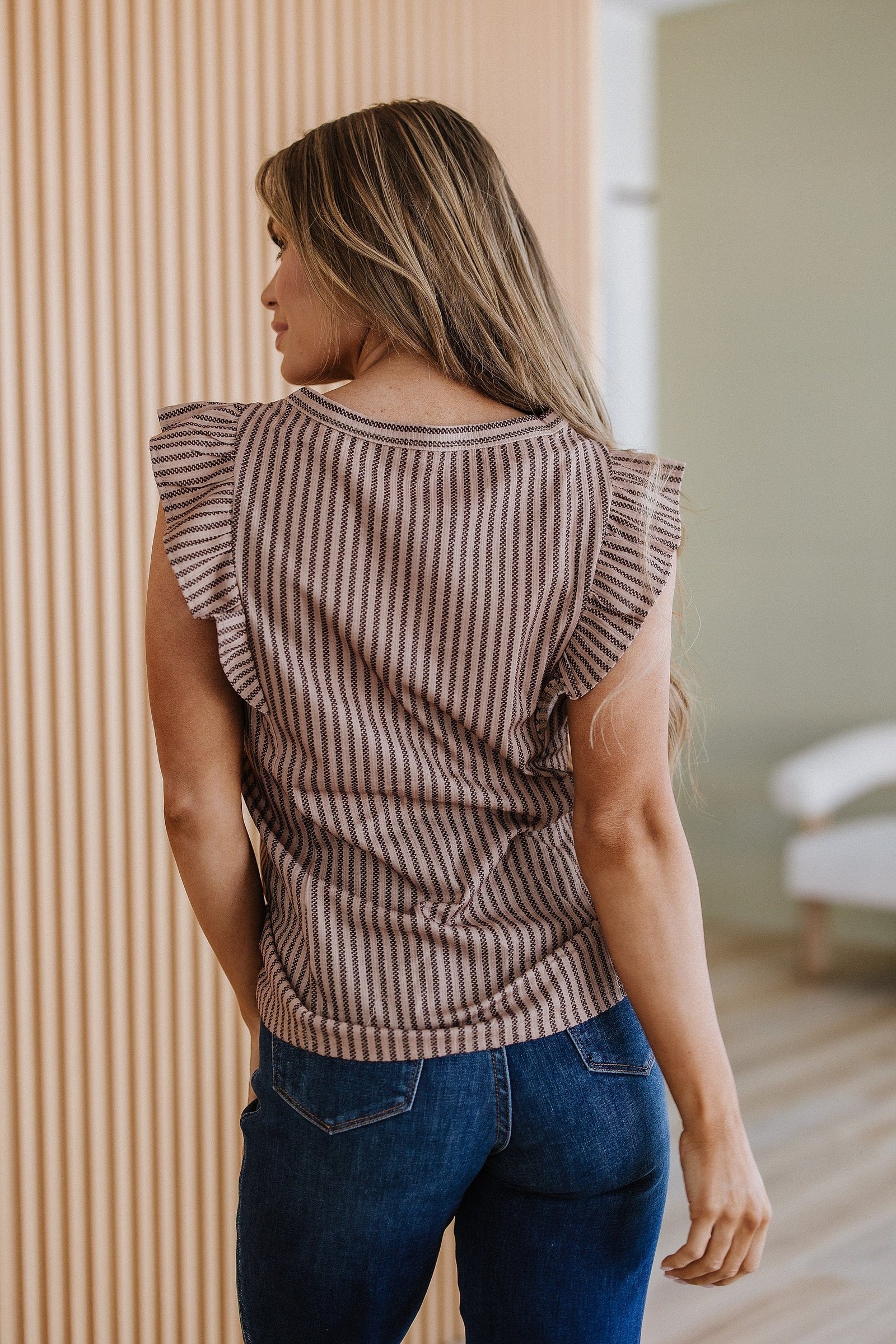 SALE - Priscilla Striped Ruffle Top | Size 2XL - Image 2